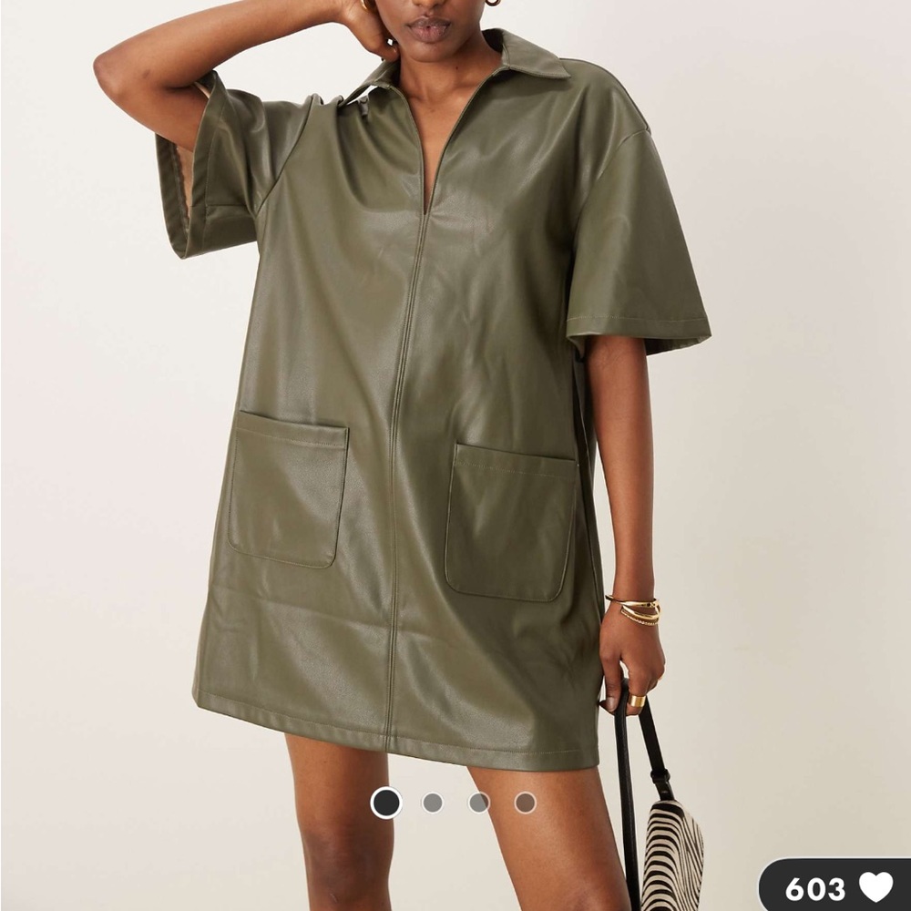 ASOS Green Leather Mini Dress